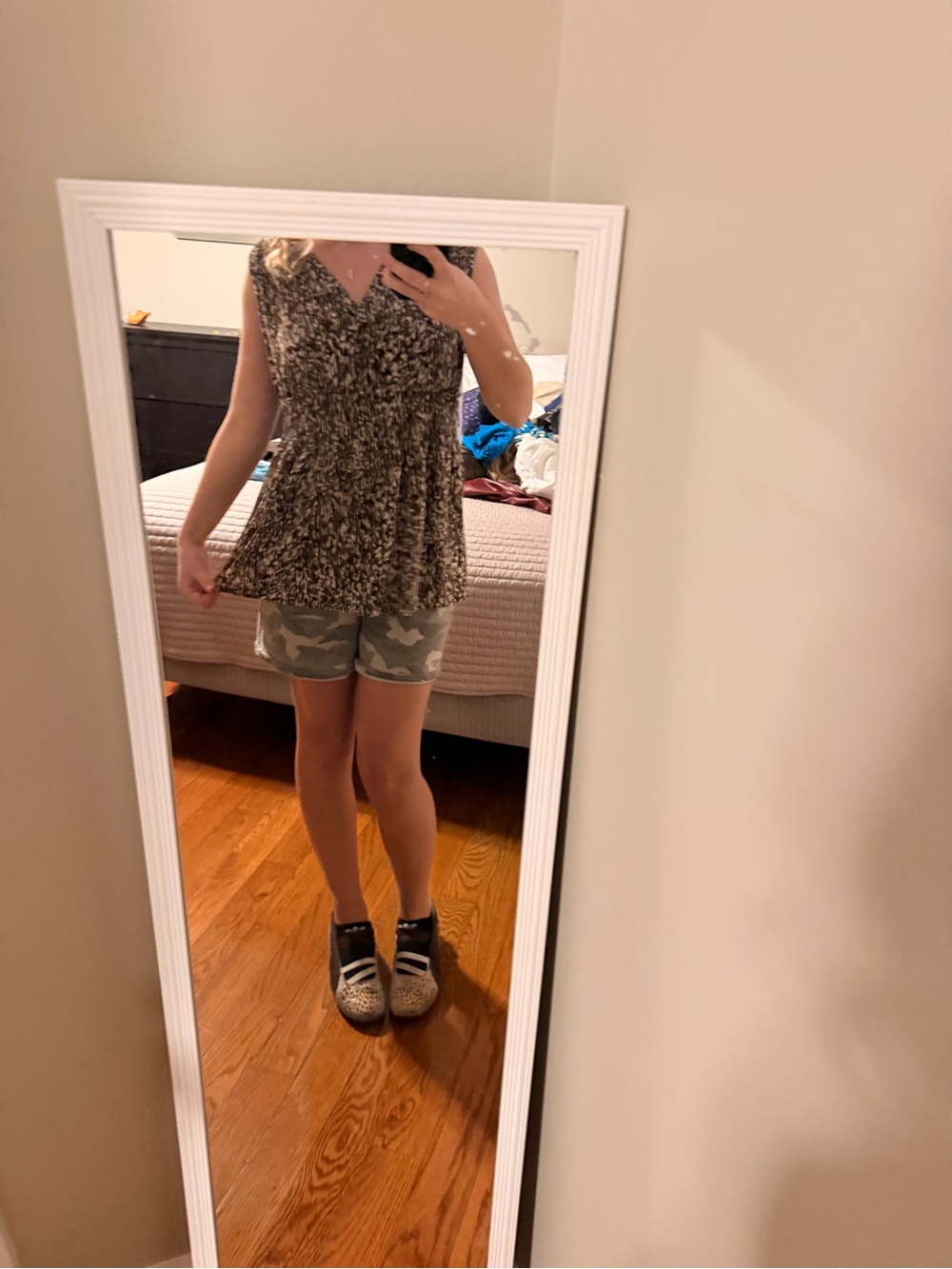 Charter Club Brown Floral V-Neck Peplum Tank